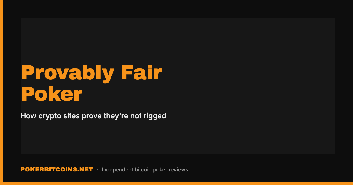 Provably fair poker cover graphic — how crypto poker sites prove they are not rigged